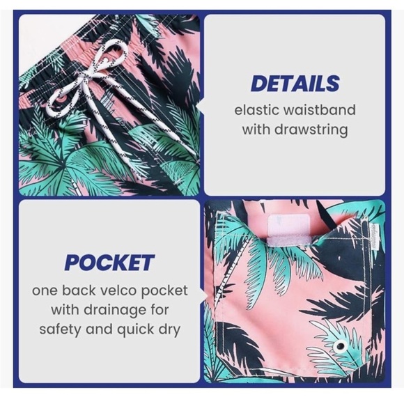 NWT

Mens Swim Trunks 5" with Mesh Lining Quick Dry Bathing Suits/ Swim Shorts - Picture 4 of 5